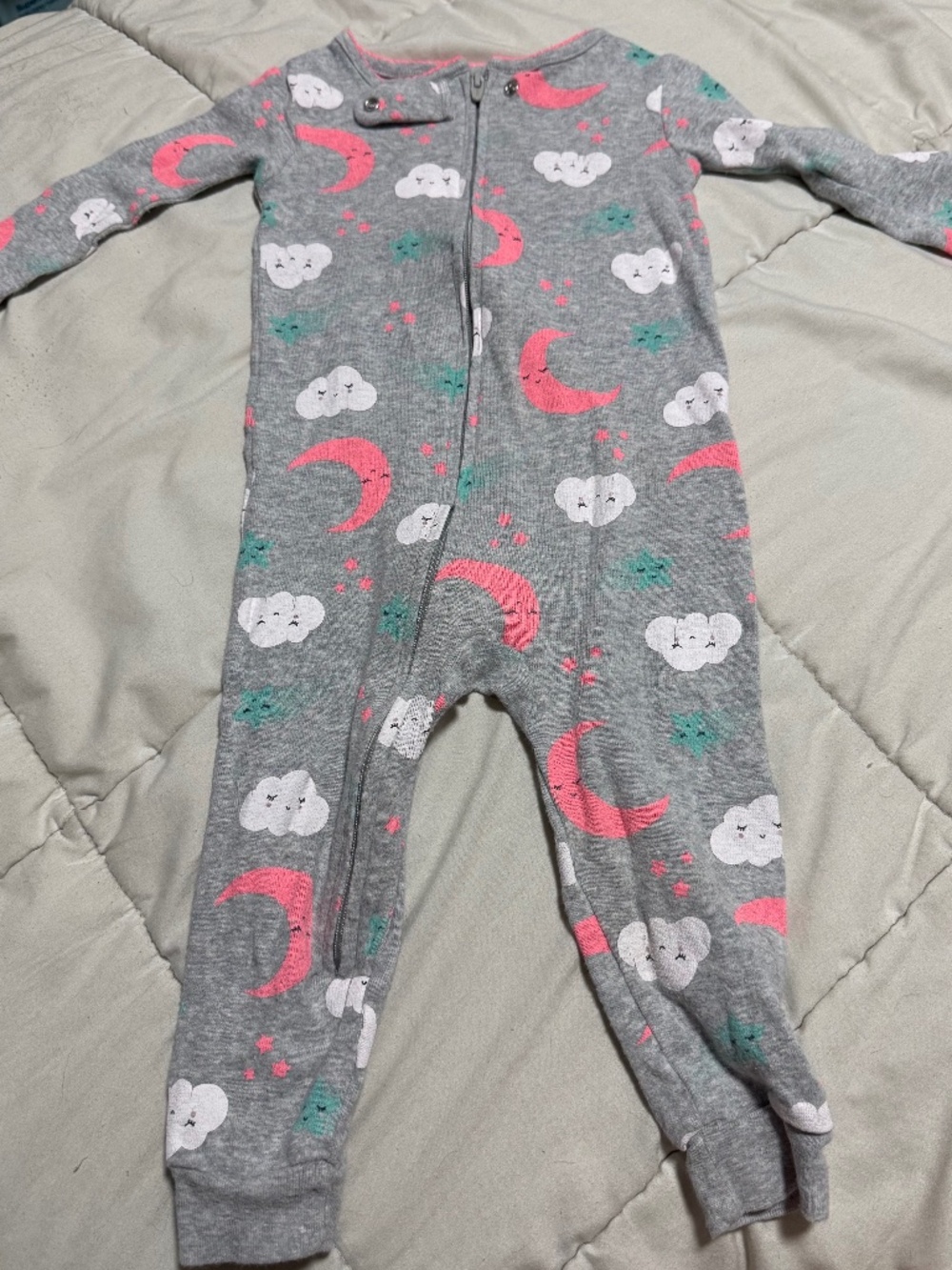 Simple Joys by Carter's 12M Footless Zip Sleeper Cotton Knit Clouds & Moon